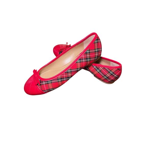 EUC Talbots Women 10 Blair Cap Toe Ballet Flats Tartan Plaid Christmas Plaid - Picture 3 of 15